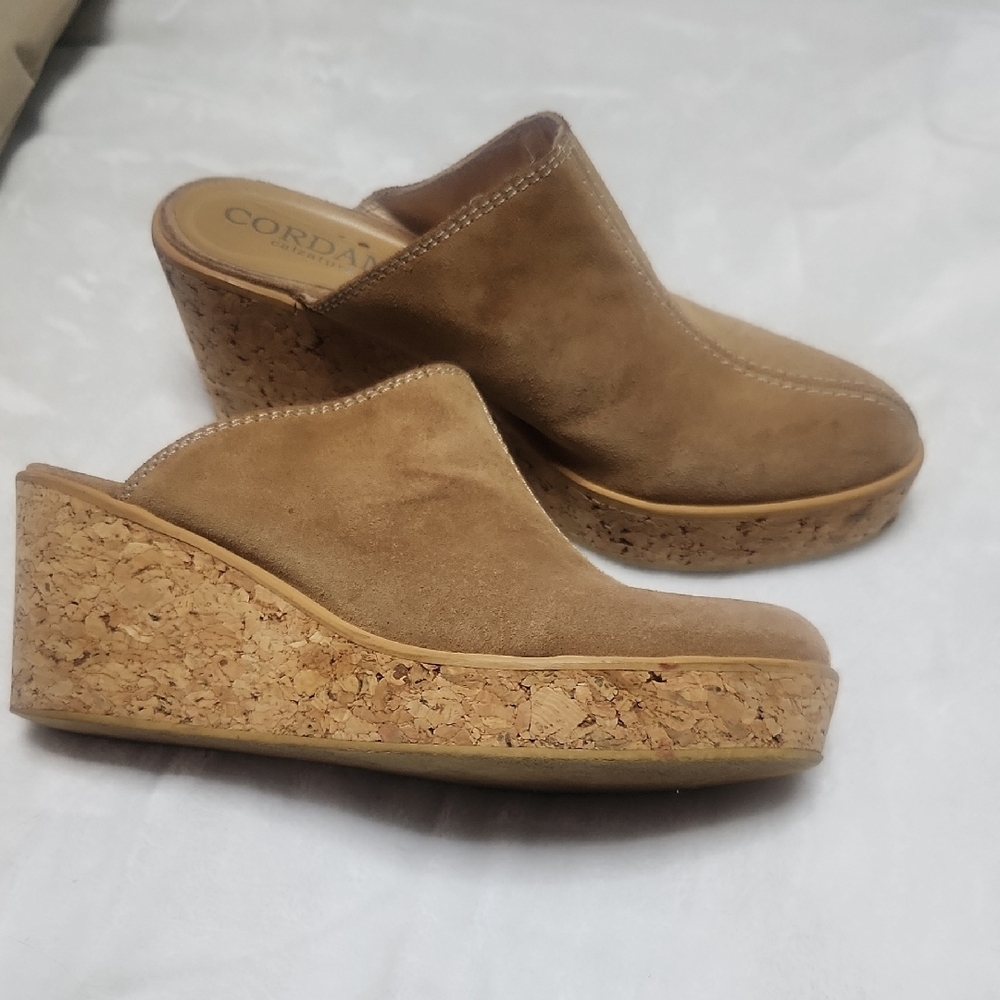 Cordani Brown Suede Mules with Cork Platform